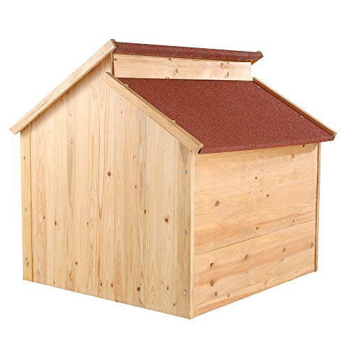 ZELSIUS Holzgarage für Rasenmäher Roboter, Mähroboter Garage, Carport, rot - 2