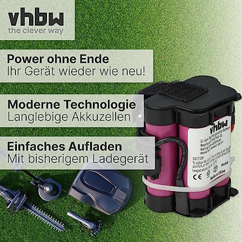 vhbw Li-Ion Akku 2000mAh (18V) für Rasenroboter Gardena R40 Li, R45Li, R70Li wie 574 47 68-01. - 3
