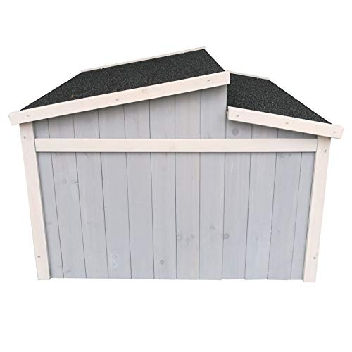 Wiltec Mähroboter Holzgarage Schrägdach Massivholz Grau - 3