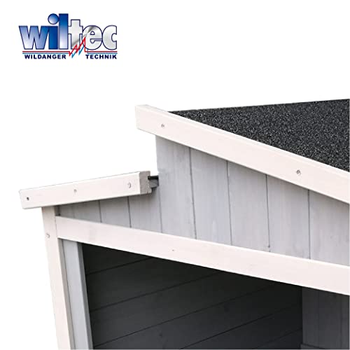 Wiltec Mähroboter Holzgarage Schrägdach Massivholz Grau - 5