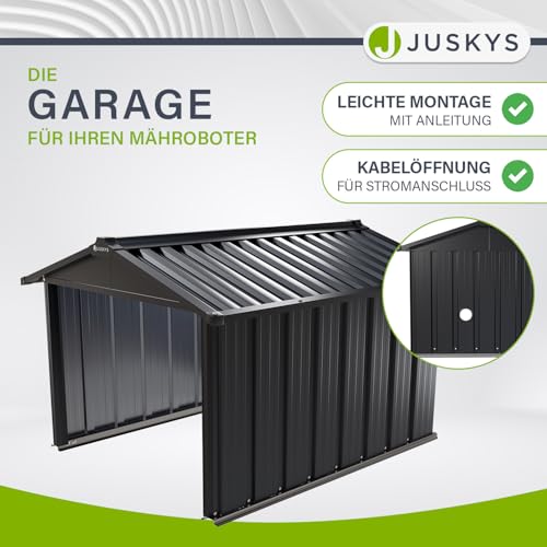 Juskys Metall Mähroboter Garage mit Satteldach - 2