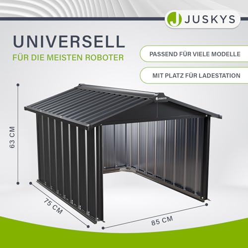 Juskys Metall Mähroboter Garage mit Satteldach - 3