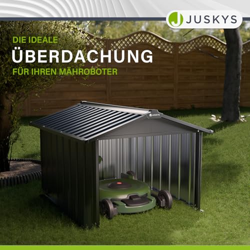 Juskys Metall Mähroboter Garage mit Satteldach - 8