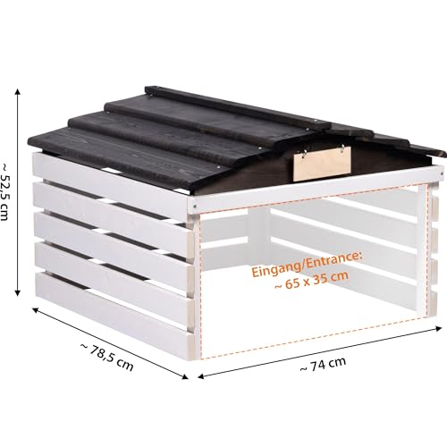 dobar 56192e Mährobotergarage mit abnehmbarem Dach – Fichte – Weiß/Schwarz - 2