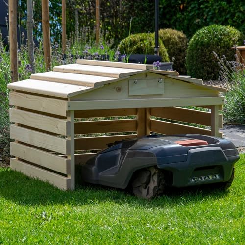 dobar 56194e Mährobotergarage mit abnehmbarem Dach – Fichte – Natur - 5