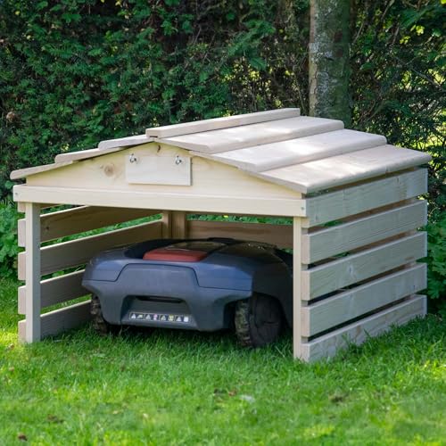 dobar 56194e Mährobotergarage mit abnehmbarem Dach – Fichte – Natur - 7