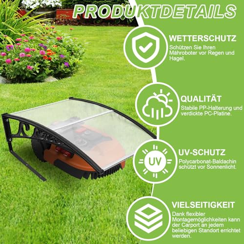 EINFEBEN Mähroboter Garage Dach Carport für Rasenmäher Automower - 4