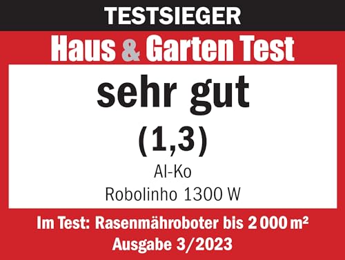 AL-KO Mähroboter Robolinho®1300 W, Schnittbreite 22 cm, Li-Ion-Akku 25,2 V/5 Ah, für Flächen bis 1300 m², max. Steigfähigkeit 45%, sehr leise 60 dbA - 12