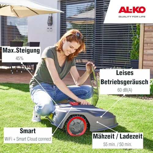 AL-KO Mähroboter Robolinho®1300 W, Schnittbreite 22 cm, Li-Ion-Akku 25,2 V/5 Ah, für Flächen bis 1300 m², max. Steigfähigkeit 45%, sehr leise 60 dbA - 13