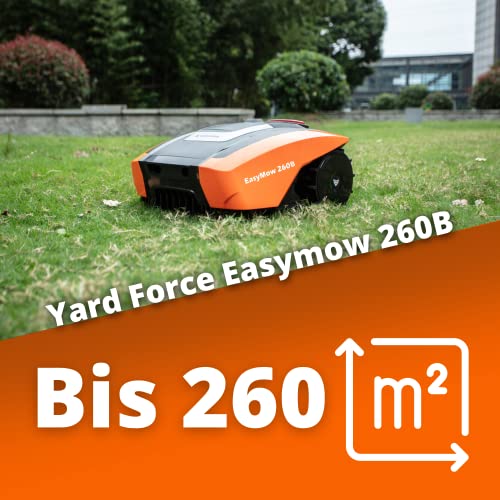 Yard FORCE Mähroboter EasyMow 260B bis zu 260 qm - Selbstfahrender Rasenmähroboter, einfache Bedienung, Bluetooth- und App-Steuerung, 30% Steigung und 20 V / 2,0 Ah Lithium-Ionen-Akku, 260 M² - 3