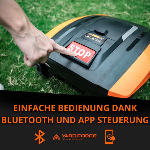 Yard FORCE Mähroboter EasyMow 260B bis zu 260 qm - Selbstfahrender Rasenmähroboter, einfache Bedienung, Bluetooth- und App-Steuerung, 30% Steigung und 20 V / 2,0 Ah Lithium-Ionen-Akku, 260 M² - 5