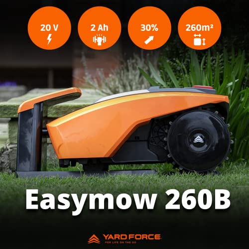 Yard FORCE Mähroboter EasyMow 260B bis zu 260 qm - Selbstfahrender Rasenmähroboter, einfache Bedienung, Bluetooth- und App-Steuerung, 30% Steigung und 20 V / 2,0 Ah Lithium-Ionen-Akku, 260 M² - 6