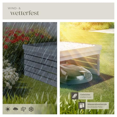 tectake® Mähroboter Garage, Holz Unterstand für Rasenmähroboter, mit Pflanzkasten - 4