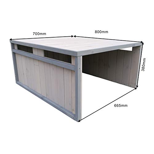 Wiltec Mähroboter Holzgarage Flachdach Massivholz Unterstand Carport Grau 80x70x38cm - 4