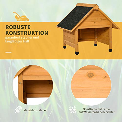 Outsunny Holzgarage für Rasenmäher Roboter Mähroboter Garage Carport für Rasenroboter Sonnen- & Regenschutz Gelb 75 x 76 x 70 cm - 3