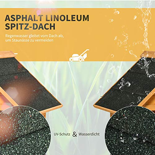 Outsunny Holzgarage für Rasenmäher Roboter Mähroboter Garage Carport für Rasenroboter Sonnen- & Regenschutz Gelb 75 x 76 x 70 cm - 4