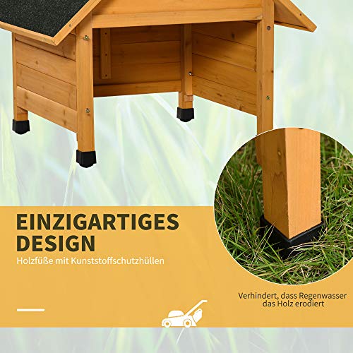 Outsunny Holzgarage für Rasenmäher Roboter Mähroboter Garage Carport für Rasenroboter Sonnen- & Regenschutz Gelb 75 x 76 x 70 cm - 7