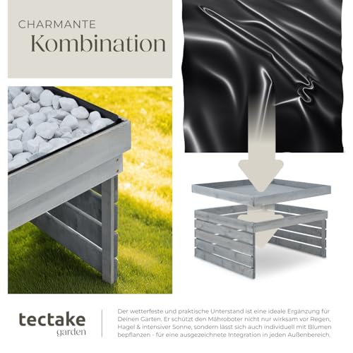 tectake® Mähroboter Garage, Holz Unterstand für Rasenmähroboter, mit Pflanzkasten, wetterfest, Rasenroboter Garage inkl. Folie für bepflanzbares Dach, Schutz vor Regen & UV-Strahlen für Mähroboter - 5