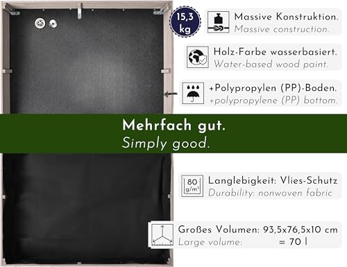 WONDERMAKE® Große Design Mährobotergarage XXL Universal mit Wasserablauf, Holz Haus Pflanzkasten, Mähroboter Unterstand Carport Rasenroboter Garage Flachdach, 78,5 x 96 x 57 cm, anthrazit grau weiß - 3