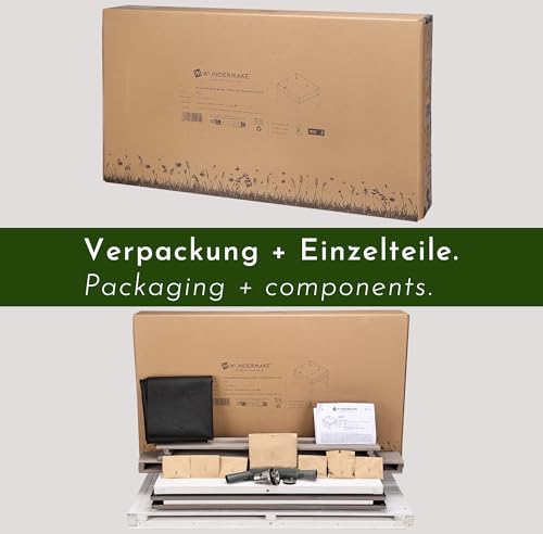 WONDERMAKE® Große Design Mährobotergarage XXL Universal mit Wasserablauf, Holz Haus Pflanzkasten, Mähroboter Unterstand Carport Rasenroboter Garage Flachdach, 78,5 x 96 x 57 cm, anthrazit grau weiß - 9