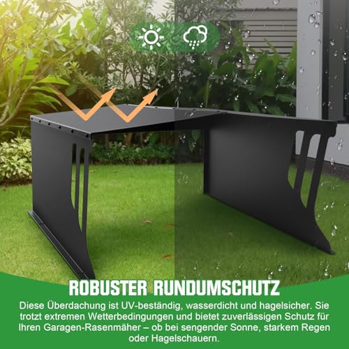 Stahl Mähroboter Garage, Rasenroboter Rasenmäher Garage aus Verzinkte Stahl, Überdachung Dach Carport Unterstand zum Garten, Schutz vor Sonnen Regen und Wind, 78 x 61 x 31(LXBXH) cm - 4