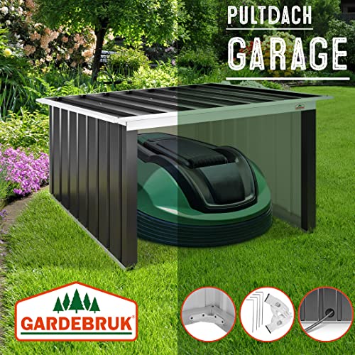 Gardebruk® Mähroboter Garage Pultdach Metall 89x90x54cm Wetterbeständig Dach klappbar 4X Erdanker Carport Rasen Anthrazit - 2