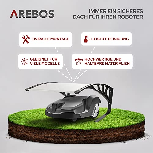 Arebos Mähroboter Garage | Rasenmäher Rasenroboter Automower | Carport 102 x 79 x 46 cm | Witterungsbeständig + UV-Schutz | mit Metallfüßen | Überdachung | inkl. Montagematerial - 4
